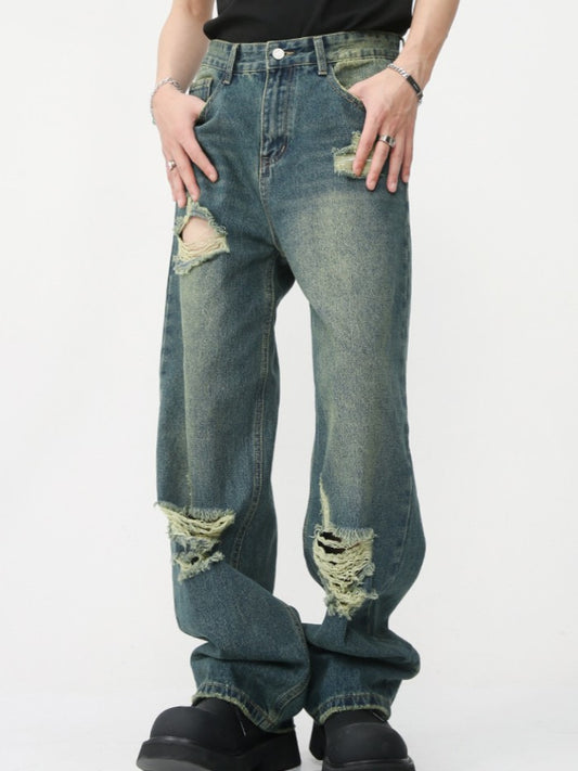 DESTROYED BOOTCUT JEANS